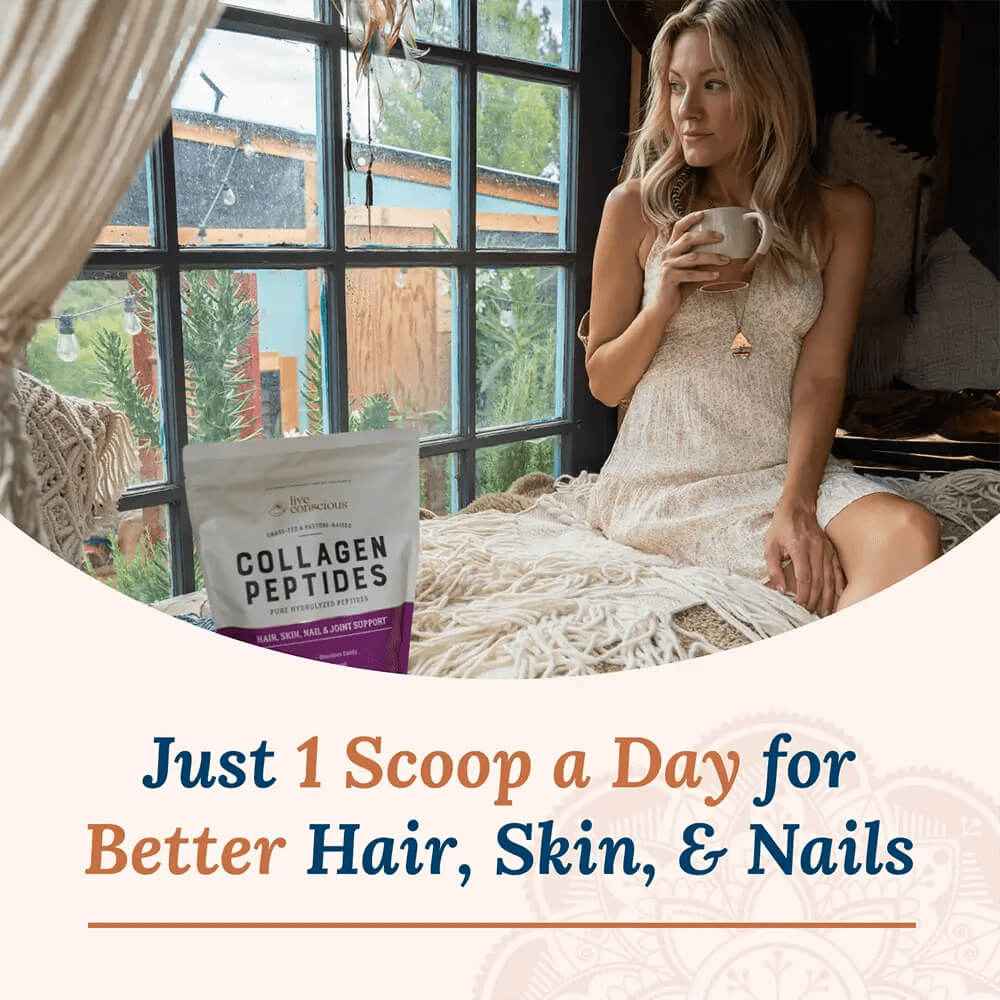 Live Conscious Collagen Peptides Powder — Nourishes Hair, Skin, Nails, and Joints — 16 oz